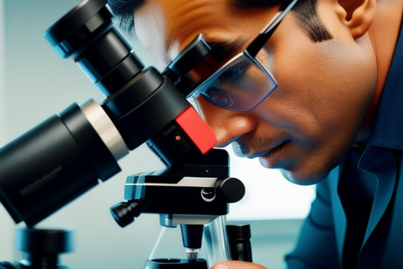 Scientist looking through a microscope