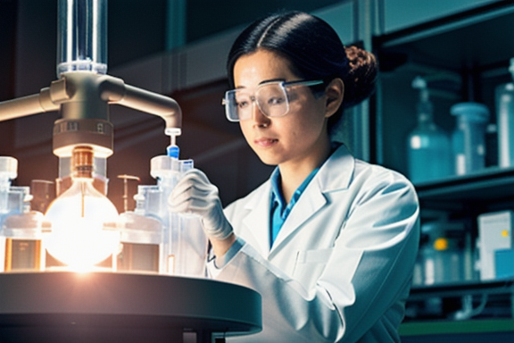 Scientist observing particles