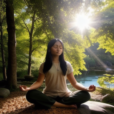 Person meditating in nature