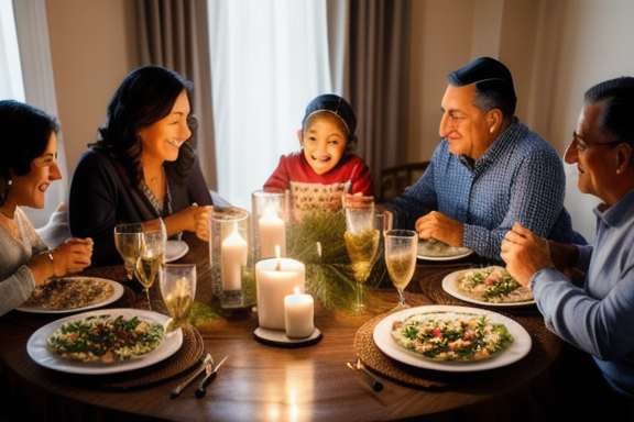 Family celebrating a Jewish holiday