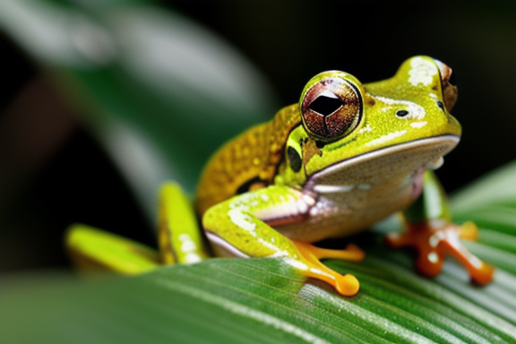 Colorful frog in a rainforest