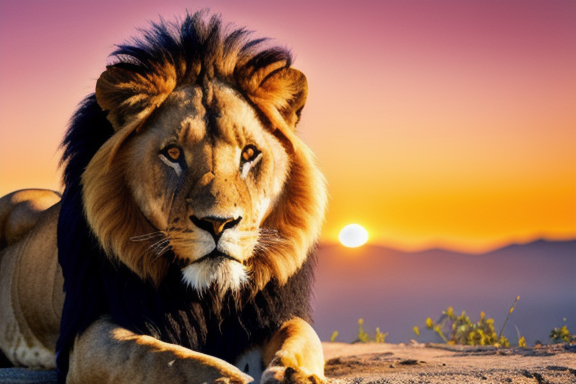 Person meditating in front of a lion